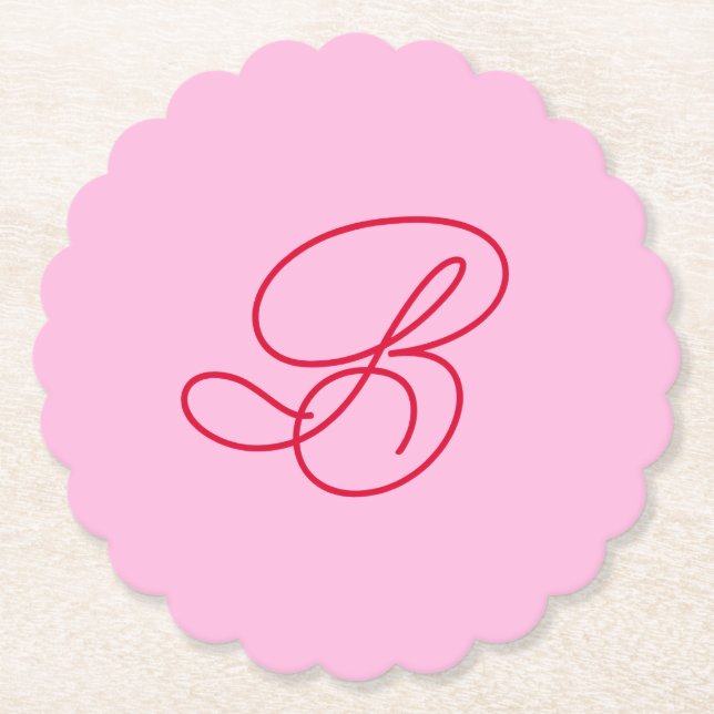 Stilfull rosa & röd monogram initial restaurangbar underlägg papper (Framsida)