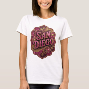 Stilfull rosa SAN DIEGO slogan t-shirt