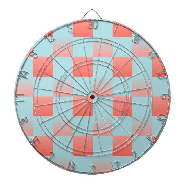 Stilfull rutig gradient pudrig blå korallrosa darttavla (Framsidan)