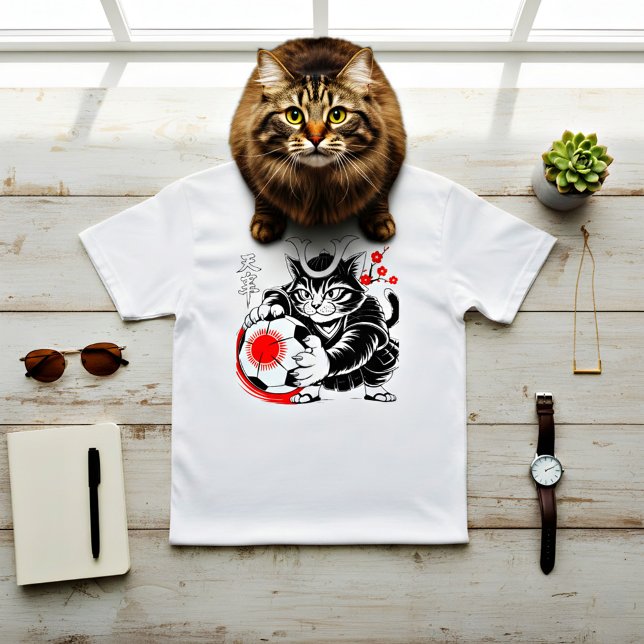 Stilfull Samurajkatt Japan Fotboll För Fotbollsfan T Shirt (Skapare uppladdad)