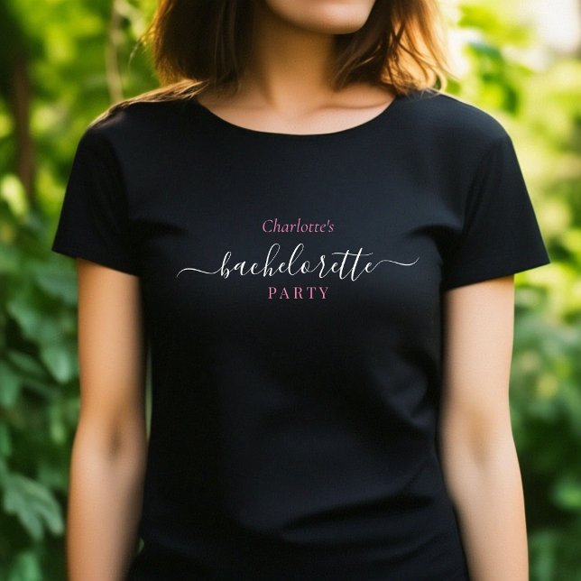 Stilfull Sängvätstema T-shirt i Svart (Bachelorette Party Black T-Shirt)