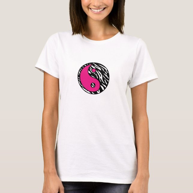 Stilfull sebrarand med den rosa Yin Yang skjortan T-shirt (Framsida)