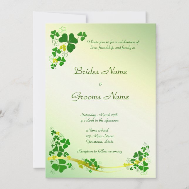 Stilfull Shamrockbröllopinbjudan Inbjudningar (Framsida)