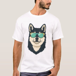 Stilfull sibirisk huskyhund med solglasögonplagg t shirt
