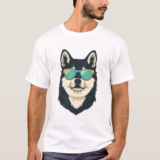 Stilfull sibirisk huskyhund med solglasögonplagg t shirt (Framsida)