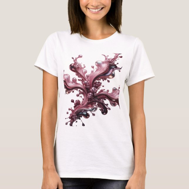 Stilfull silver ABSTRAKT KONST Modeutskrift T Shirt (Framsida)