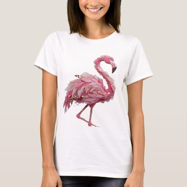Stilfull Silver FLAMINGO Modern Design T Shirt (Framsida)