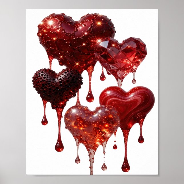 Stilfull silver HJÄRTAN AV GLITTER Poster (Framsidan)