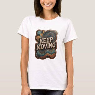 Stilfull silver KEEP MOVING-utskrift T Shirt