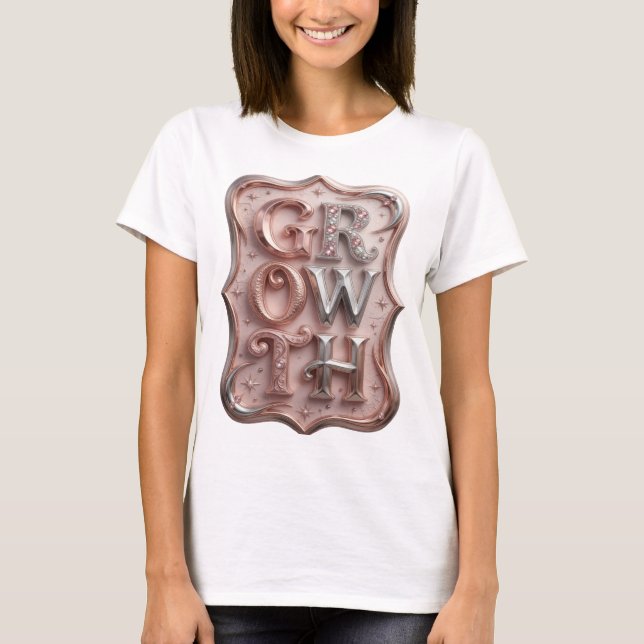 Stilfull silver TILLVÄXT slogan design T Shirt (Framsida)