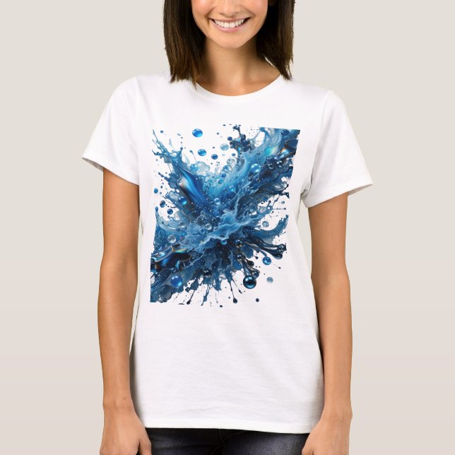 Stilfull silver vattenstänk skjortdesign t shirt (Framsida)