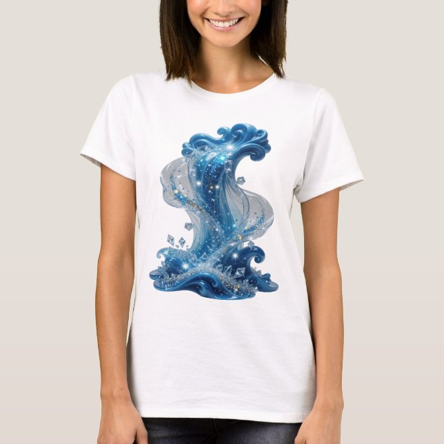 Stilfull silver WATER WAVE Slogan T-shirt (Framsida)