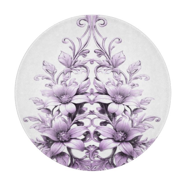 Stilfull skärbräda med lila blommor (Framsidan)