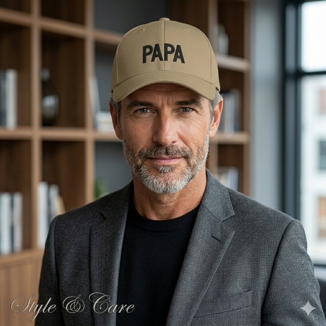 Stilfull skräddarsydd PAPA-text kaki Broderad Keps (Stylish Custom PAPA Text Khaki Embroidered Baseball Cap)