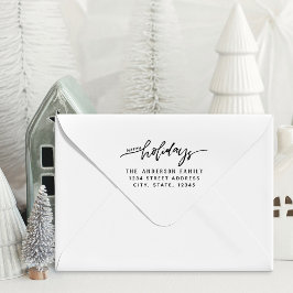 Stilfull skript Glad jul Familjenamn Adress Självfärgande Stämpel