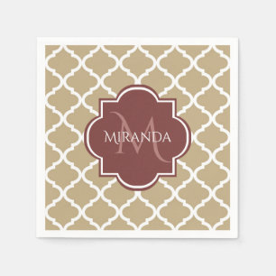 Stilfull solbränna Quatrefoil Burgundy Monogram oc Pappersservett