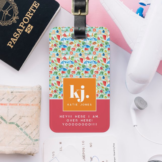 Stilfull sommar | Rolig personlig monogram Bagagebricka (Skapare uppladdad)