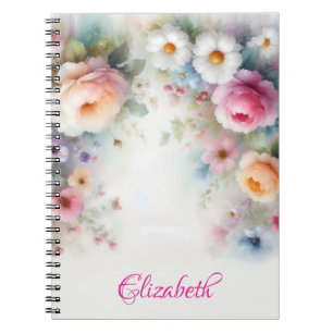 Stilfull Söt Vattenfärg Aquarell Blommig Konst Nam Anteckningsbok