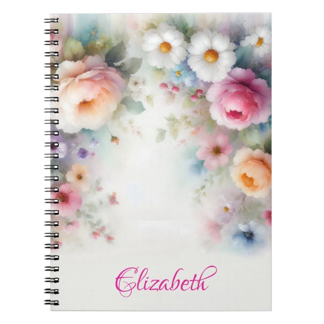 Stilfull Söt Vattenfärg Aquarell Blommig Konst Nam Anteckningsbok (Framsidan)