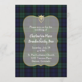 Stilfull svart Black Watch-tartan bröllopsinbjudan Inbjudningar