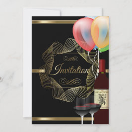 Stilfull svart & guld festlig inbjudan