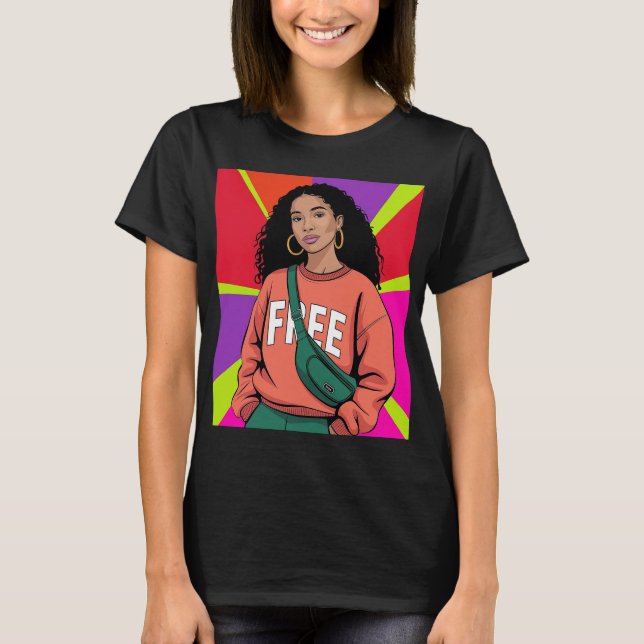 Stilfull svart kvinna t shirt (Framsida)