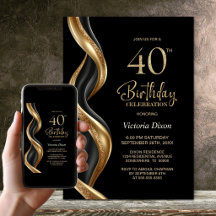 Stilfull svart och guld 40-årsfest