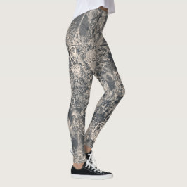 Stilfull svart Paris Toile-design Leggings