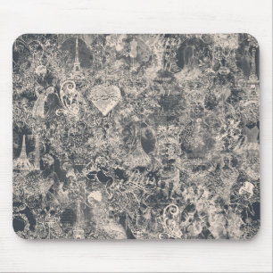 Stilfull svart Paris Toile-design Musmatta