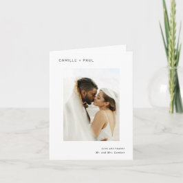Stilfull svart-vit fotominimalistisk bröllop tack kort