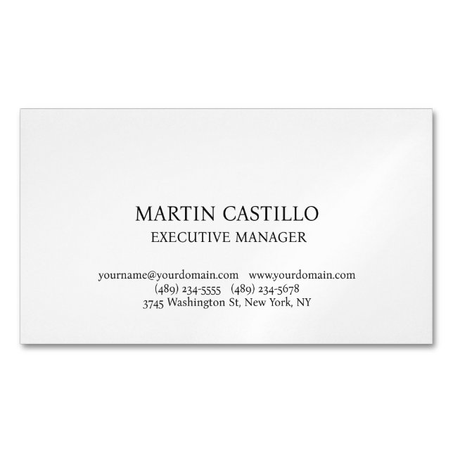 Stilfull svart vit modern professionell serif-teck magnetiska visitkort (Framsida)