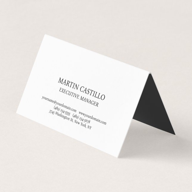 Stilfull svart vit modern professionell serif-teck visitkort (Framsida)