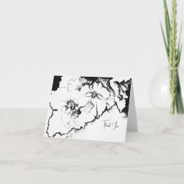 Stilfull svart-vit original Stipple Art Blommotief Tack Kort