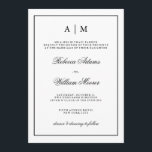 Stilfull svartvit bröllopinbjudan inbjudningar<br><div class="desc">Denna chic,  elegant bröllopinbjudan presenterar en vitbakgrund med en svart ram och text. Du kan personifiera det bästa med din initialer.</div>