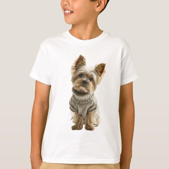 Stilfull svettar Yorkshire Terrier barn T Shirt (Framsida)