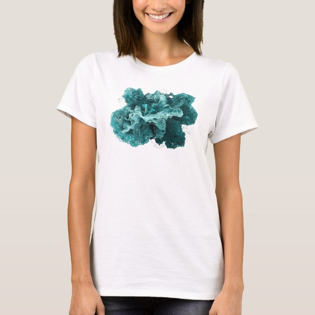Stilfull teal ABSTRAKT KONST Statement T-shirt (Framsida)
