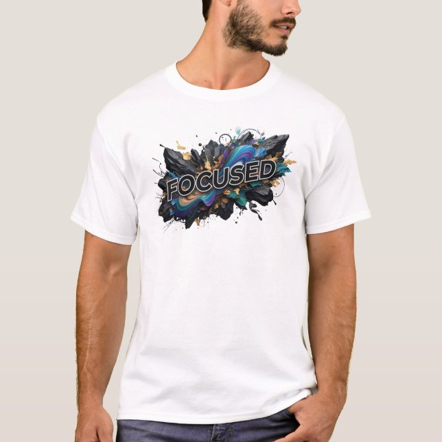 Stilfull Teal FOKUSERAD Slogan T-shirt (Framsida)