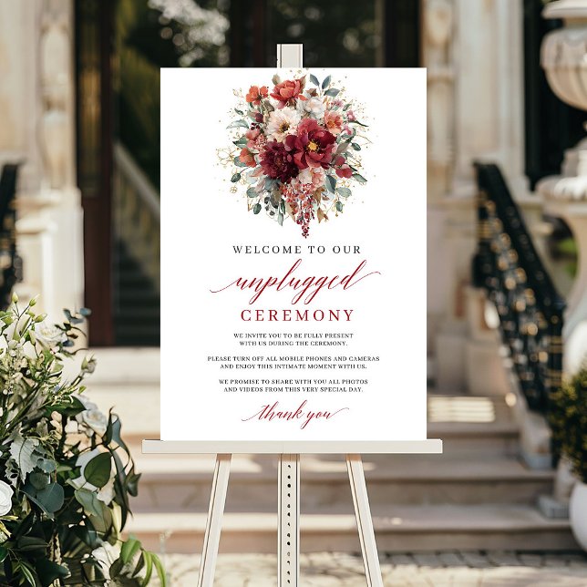Stilfull Terrakotta Höst Unplugged Ceremoni Skylt (Stylish Terracotta Autumn Unplugged Ceremony Sign

)