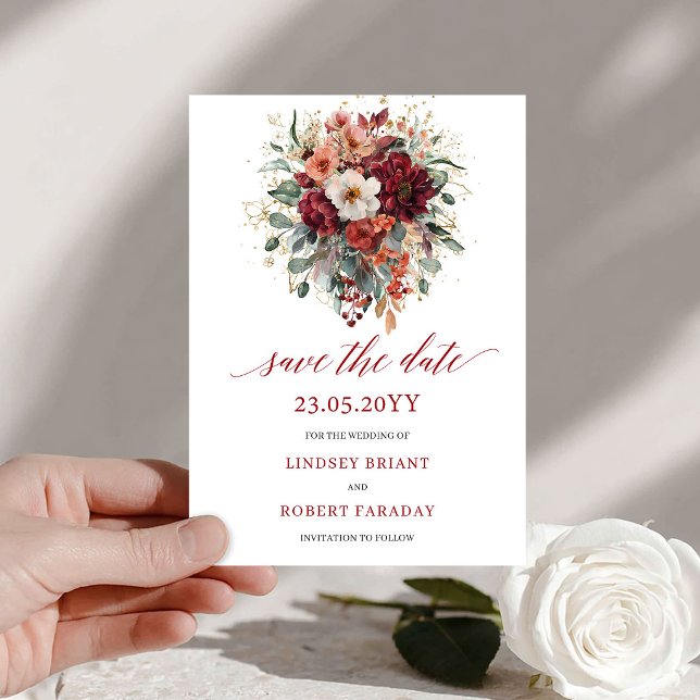 Stilfull Terrakotta Höstguld Uppge Datum Spara Datumet (Stylish Terracotta Autumn Gold Save The Date

)