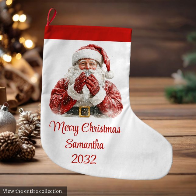 Stilfull Tomte Rustik Vintage Julstrumpa (Stylish Santa Claus Rustic Vintage Christmas Stocking)