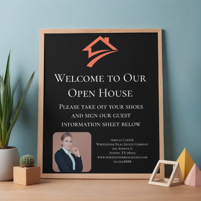 Stilfull unik svart fastighetsmäklare poster (Stylish Unique Black Real Estate Agent Poster)