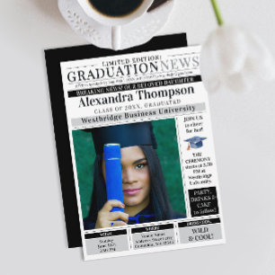 Stilfull unik svart tidning doktorandstudent inbjudningar