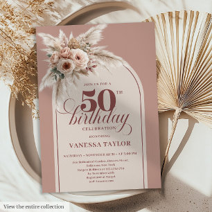 Stilfull valvbåge Pastell Rosa Pampas Blommig 50-å Inbjudningar