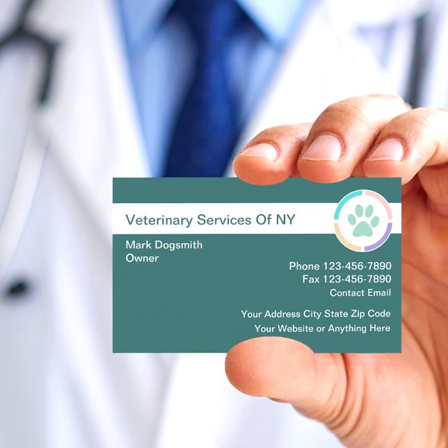 Stilfull veterinär veterinärtjänster visitkort (Skapare uppladdad)