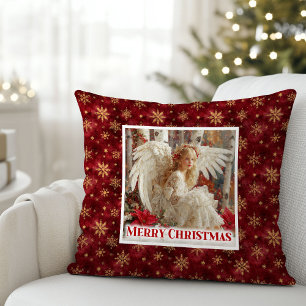 Stilfull Vintage Ängel Röd Guld Jul Christmas   Kudde