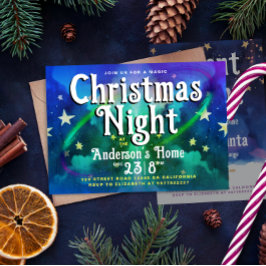 Stilfull Vintage Celestial Blå Julnatt  Inbjudningar