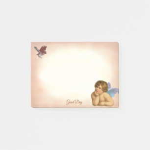 Stilfull Vintage Raphael Kerub & Liten Fågel Post-it Block