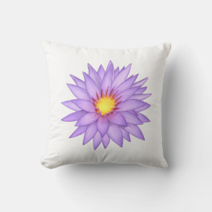 Stilfull violett vattenlilja blomma på vit kudde