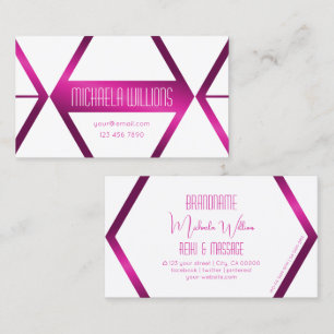 Stilfull vit geometrisk med skimrande rosa elegant visitkort