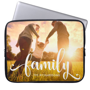 Stilfull vit överdrar ditt familjfoto laptop fodral